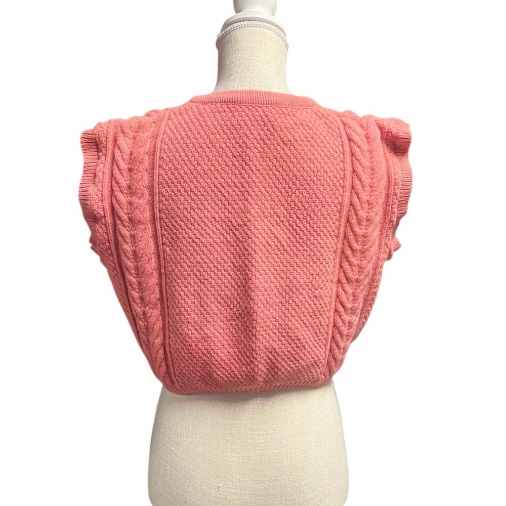 Pendleton 100% wool cropped cable knit sweater ve… - image 2